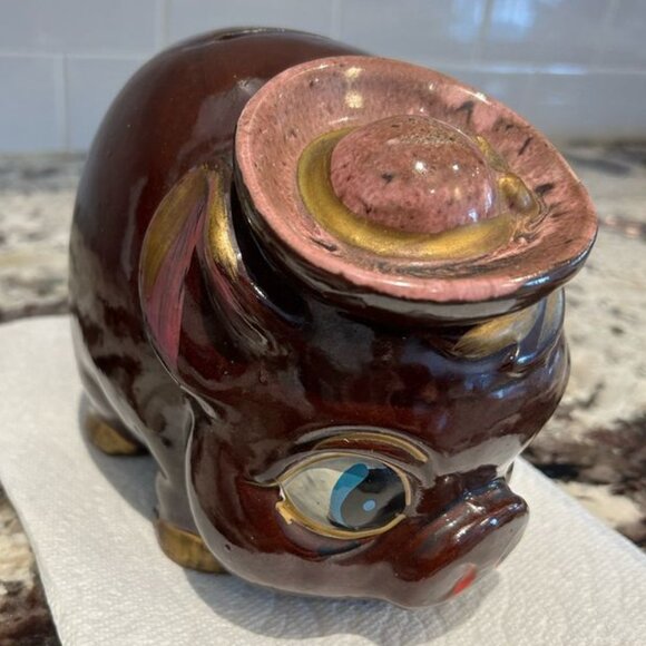 Vintage Japanese Pig with Sombrero Piggy Bank - Picture 2 of 7
